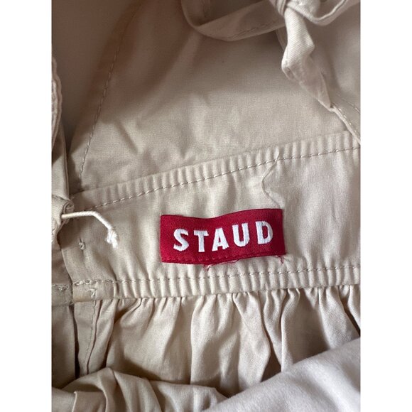 Staud Beige Peplum Blouse With Puff Sleeves & V-Neckline Size S - Picture 9 of 12